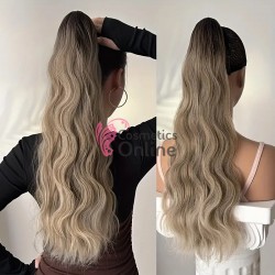 Extensie de par coada ondulata Deep Wave cu cleste 55 cm Cod 1955-69A Saten Inchis cu Blond Ash Ombre